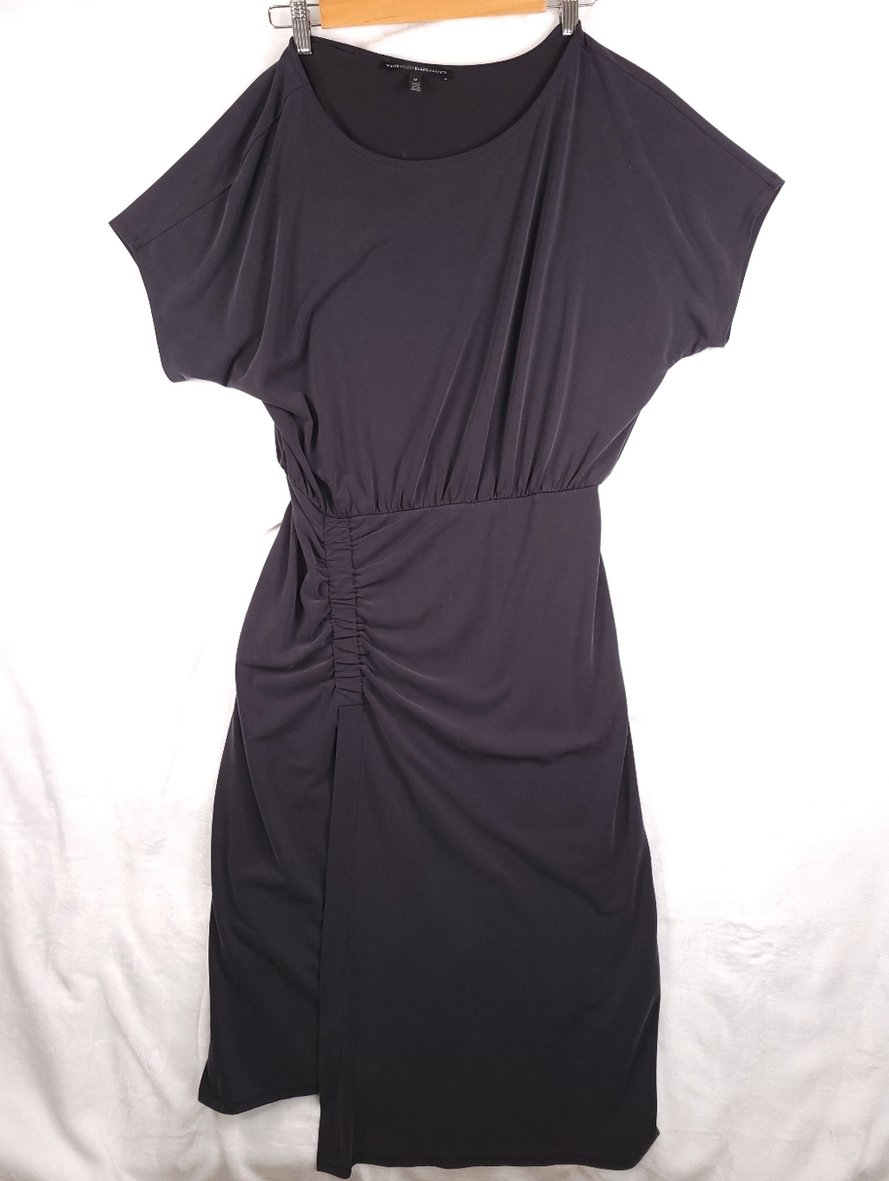 White House Black Market Slingy Black Faux Wrap Dress M